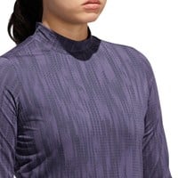 adidas Womens Jacquard Long Sleeve Mock Golf Top, Dark Purple