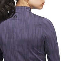 adidas Womens Jacquard Long Sleeve Mock Golf Top, Dark Purple