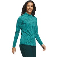 adidas Womens Jacquard Long Sleeve Mock Golf Top, Green