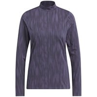 adidas Womens Jacquard Long Sleeve Mock Golf Top