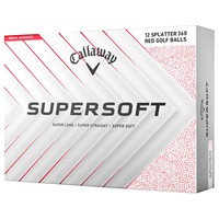 Callaway 2025 SuperSoft Splatter Golf Ball, White/Red
