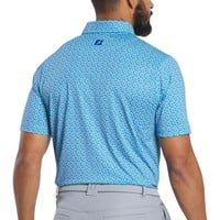 FootJoy Men's Allover Floral Lisle Golf Polo, Blue