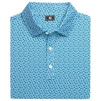 FootJoy Men's Allover Floral Lisle Golf Polo, Blue