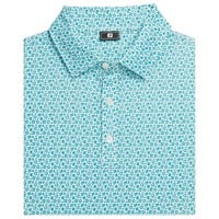 FootJoy Men's Allover Floral Lisle Golf Polo, Green