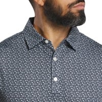 FootJoy Men's Allover Floral Lisle Golf Polo, Grey