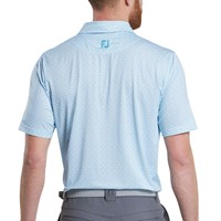 FootJoy Men's Allover Floral Lisle Golf Polo, Light Blue