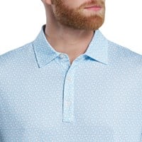 FootJoy Men's Allover Floral Lisle Golf Polo, Light Blue
