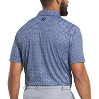 FootJoy Men's Allover Floral Lisle Golf Polo, Navy