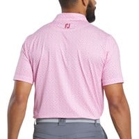 FootJoy Men's Allover Floral Lisle Golf Polo, Pink