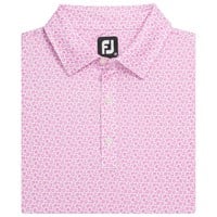 FootJoy Men's Allover Floral Lisle Golf Polo, Pink