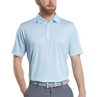 FootJoy Men's Allover Floral Lisle Golf Polo, Light Blue