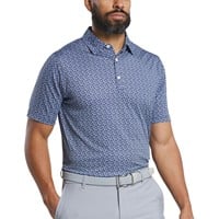 FootJoy Men's Allover Floral Lisle Golf Polo, Navy