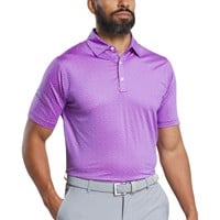 FootJoy Men's Allover Floral Lisle Golf Polo, Purple