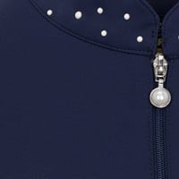 Greg Norman Womens Pearl Studded 1/4 Zip Golf Pullover, Navy