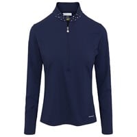 Greg Norman Womens Pearl Studded 1/4 Zip Golf Pullover, Navy