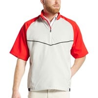 FootJoy Men's Zephyr Short Sleeve Golf Windshirt, Red/Silver