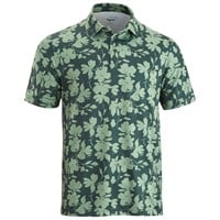 TGW Mens Large Floral Print Golf Polo, Green