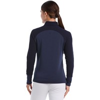 Callaway Womens Textured Mixed Media 1/4 Zip Golf Pullover, Navy