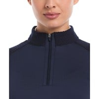 Callaway Womens Textured Mixed Media 1/4 Zip Golf Pullover, Navy