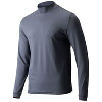 TGW Mens Solid Performance Long Sleeve Golf Mock, Grey