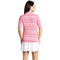 IBkul Women's Barbara Zip Front Golf Polo, Pink