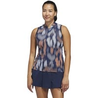 adidas Womens Ultimate365 Tour Printed Sleeveless Golf Polo, Navy
