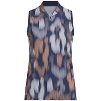 adidas Womens Ultimate365 Tour Printed Sleeveless Golf Polo, Navy