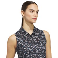 adidas Womens Ultimate365 Printed Ottoman Sleeveless Golf Polo, Black