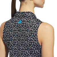 adidas Womens Ultimate365 Printed Ottoman Sleeveless Golf Polo, Black