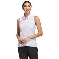 adidas Womens Ultimate365 Printed Ottoman Sleeveless Golf Polo, White