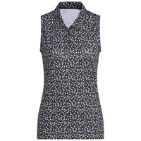 adidas Womens Ultimate365 Printed Ottoman Sleeveless Golf Polo, Black