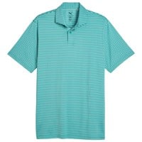 PUMA Men's Brrr Stripe Golf Polo, Green/White