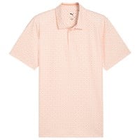Puma Mens MATTR Scallop Golf Polo, White/Orange