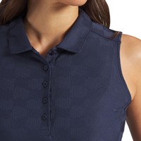 Puma Womens Check Jacquard Sleeveless Golf Polo, Navy