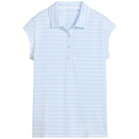 Puma Womens Pique YD Stripe Cap Sleeve Golf Polo, White/Blue