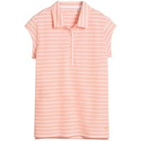 Puma Womens Pique YD Stripe Cap Sleeve Golf Polo, White/Orange