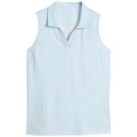Puma Womens Cloudspun Mono Check Sleeveless Golf Polo, Blue