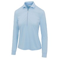 Greg Norman Womens Elevate Long Sleeve 1/2 Zip Golf Polo, Light Blue