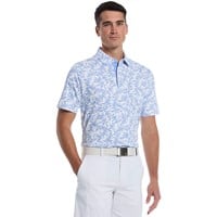 Callaway Mens Chev Botanical Golf Polo, Light Blue