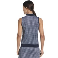 Callaway Womens Sleeveless Scarf Geo Rib Collar Polo, Dark Blue
