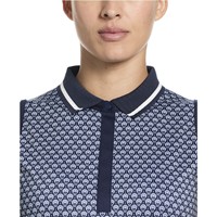 Callaway Womens Sleeveless Scarf Geo Rib Collar Polo, Dark Blue