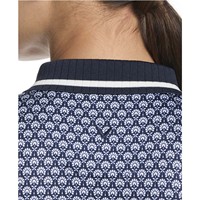 Callaway Womens Sleeveless Scarf Geo Rib Collar Polo, Dark Blue