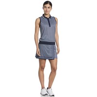 Callaway Womens Sleeveless Scarf Geo Rib Collar Polo, Dark Blue