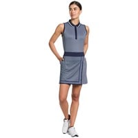 Callaway Womens Sleeveless Scarf Geo Rib Collar Polo, Dark Blue