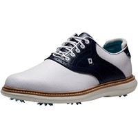 FootJoy Mens Traditions Saddle Golf Shoes - Previous Season Style, White/Dark Blue