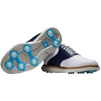 FootJoy Mens Traditions Saddle Golf Shoes - Previous Season Style, White/Dark Blue