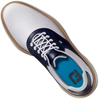 FootJoy Mens Traditions Saddle Golf Shoes - Previous Season Style, White/Dark Blue