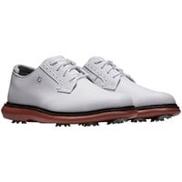 FootJoy Mens Traditions Blucher Golf Shoes - Previous Season Style, White/Red