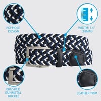 TGW Mens Multi Color Stretch Woven Golf Belt, Black/White/Grey