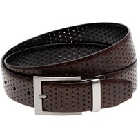 TGW Mens Players Perforated Reversible Golf Belt, Black/Brown